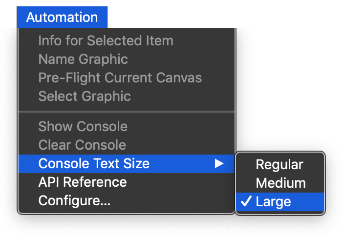 console-text-size-menu