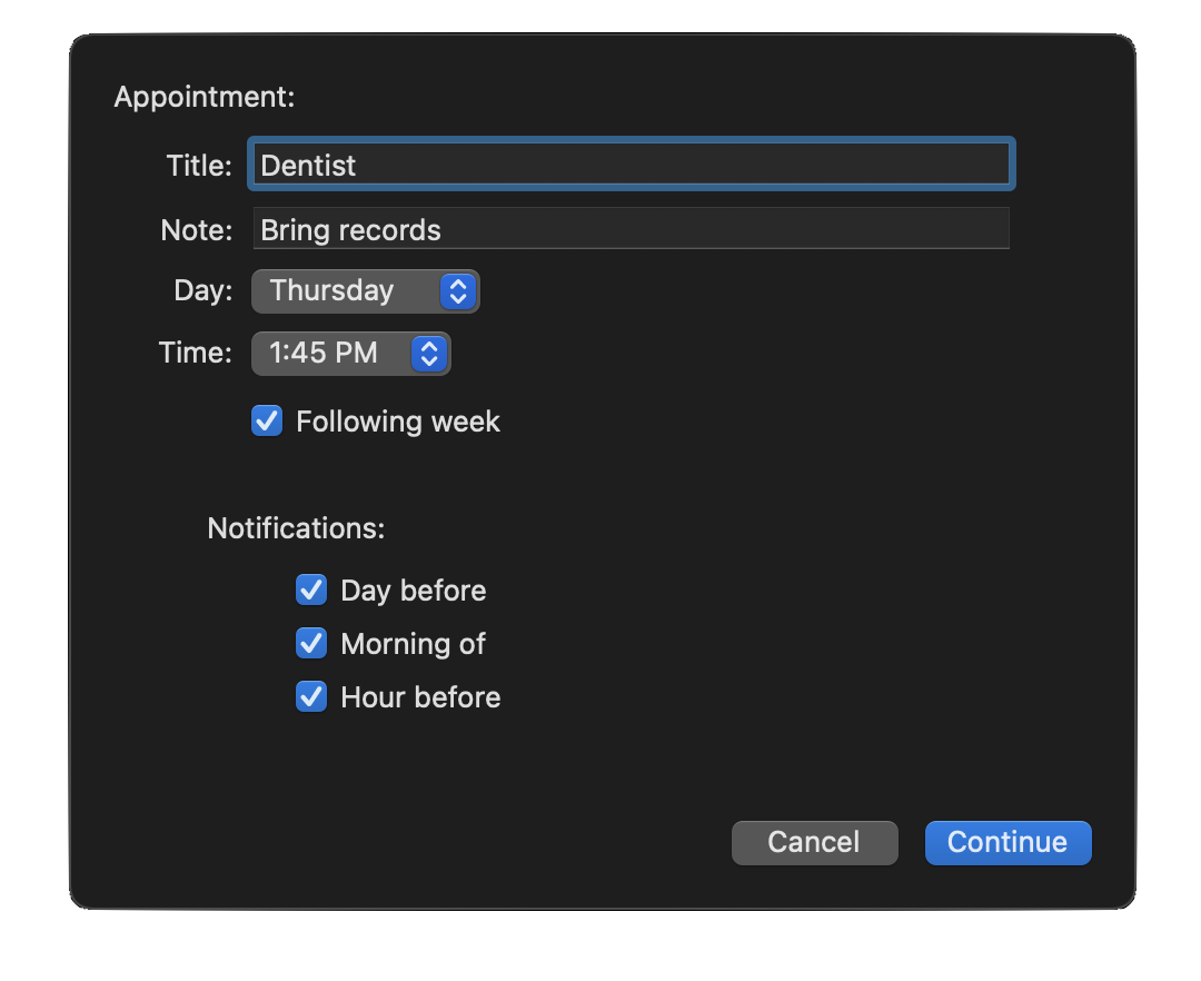 Appointment Interface