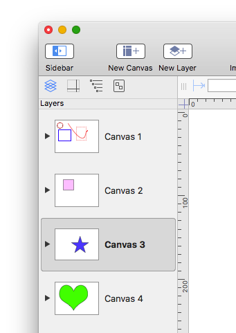 document sidebar canvas list