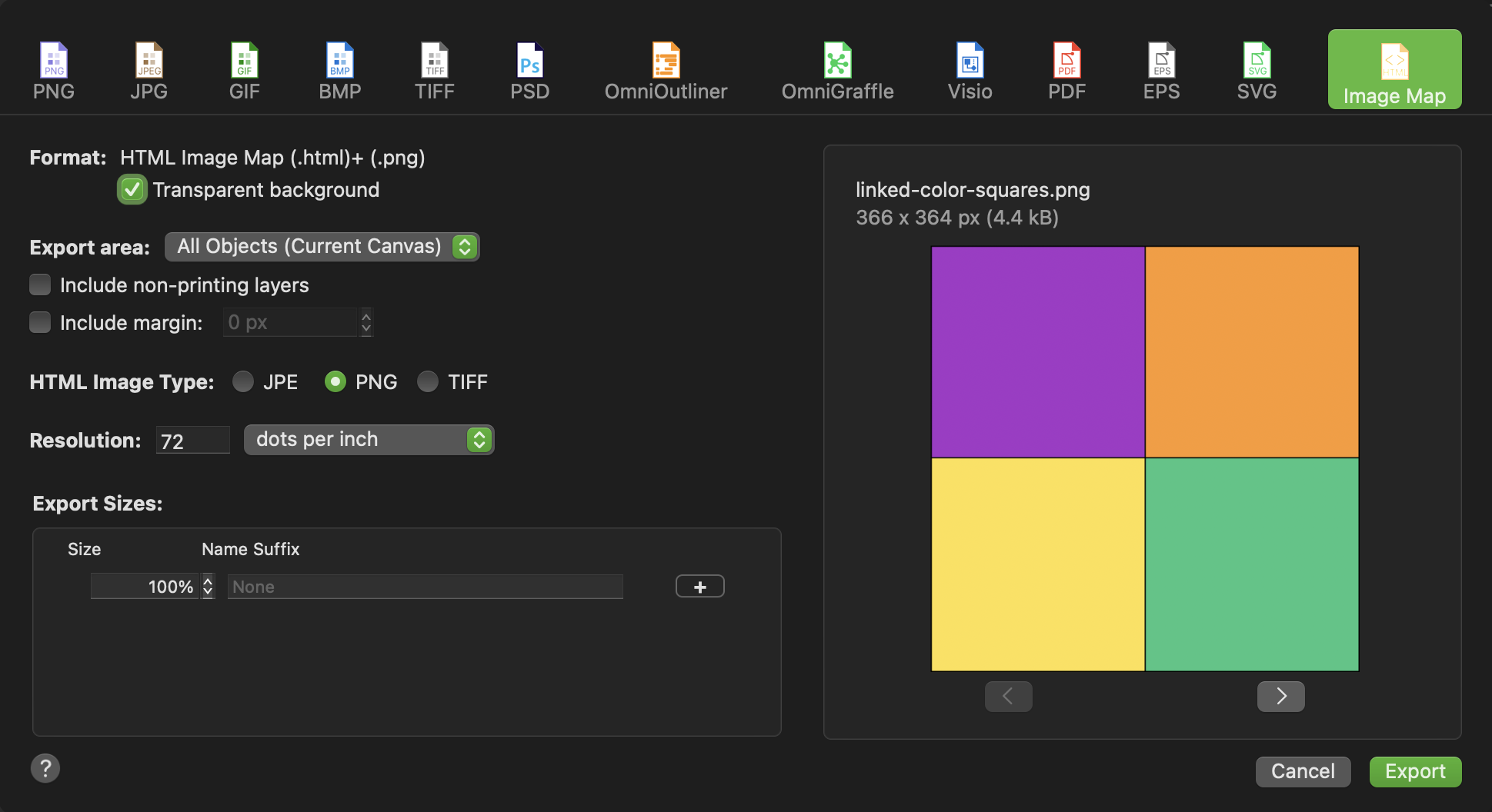 Export Settings Dialog