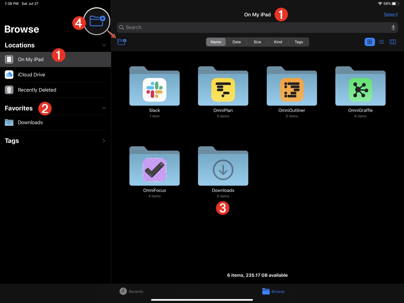 The Files app in iPadOS