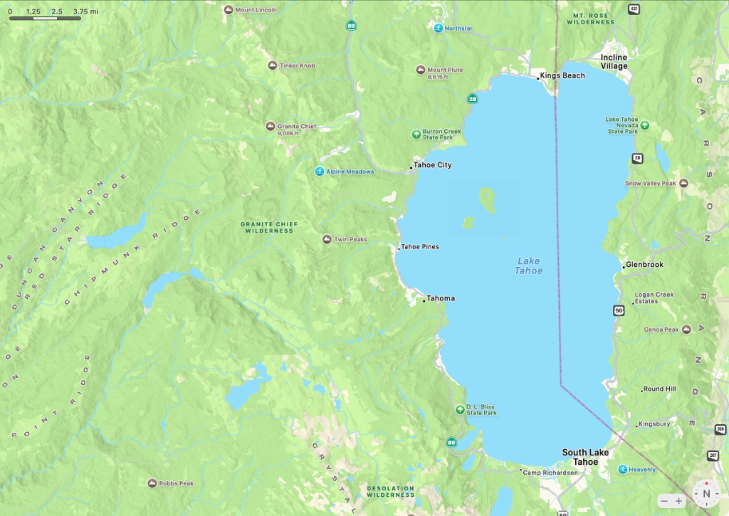 Map of Lake Tahoe