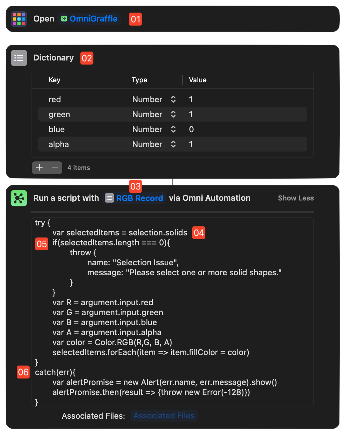 Workflow for changing the fill color of the selected shapes