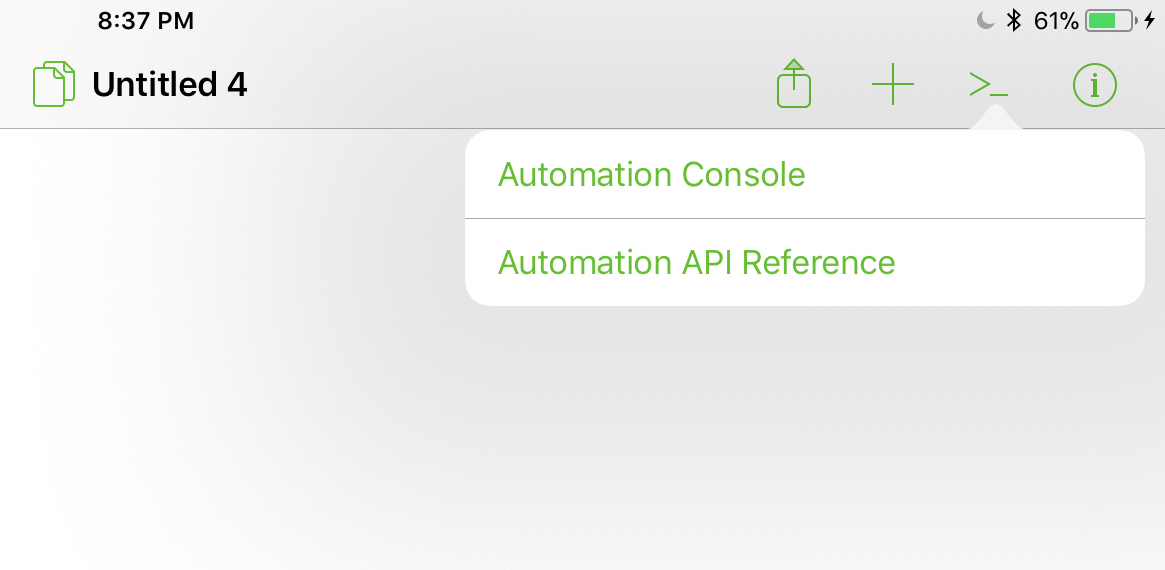 The iOS Automation menu