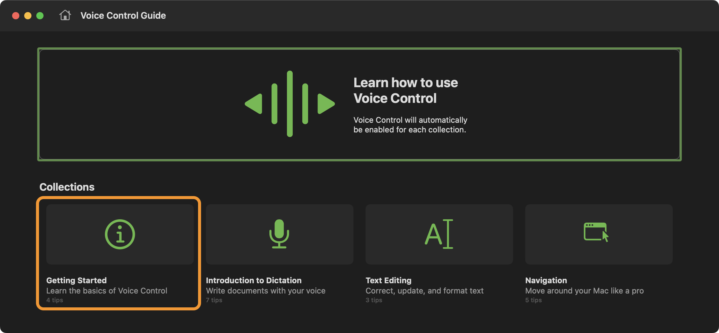 Voice Control Guide Interface